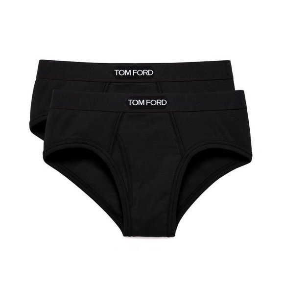 Tom Ford 2-Pack Black Stretch-Cotton Logo Briefs Sz XXL - US 38-40